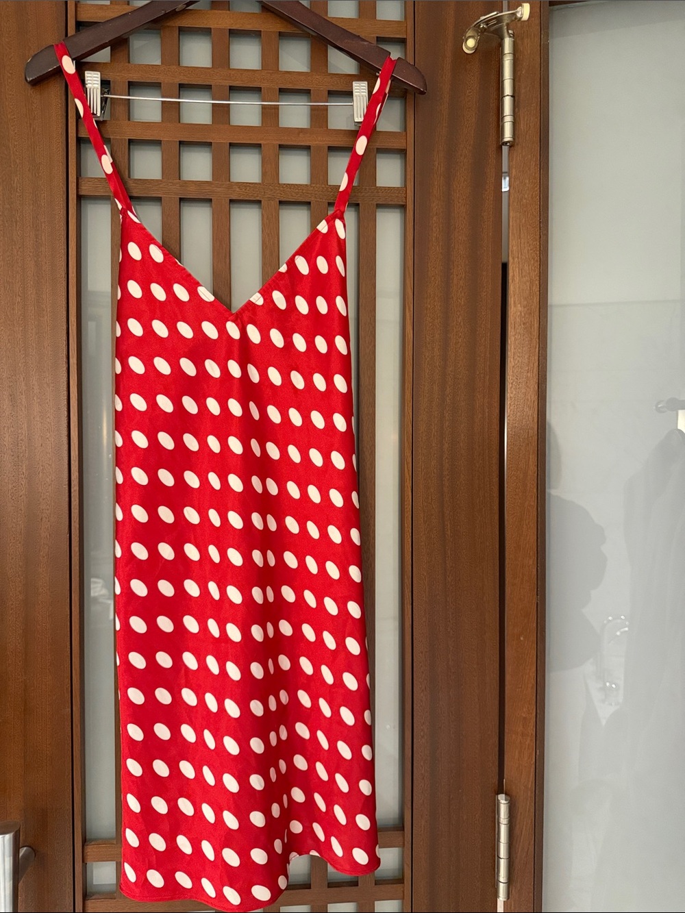 NWOT Victoria’s Secret Red White Polka Dot Satin Slip Dress Nightgown Sz Large